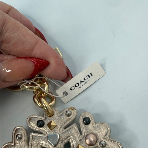 Coach Snowflake Bag Charm Rivet Stud Star Moon Keychain Gold Silver Holiday NWT - Picture 7 of 11